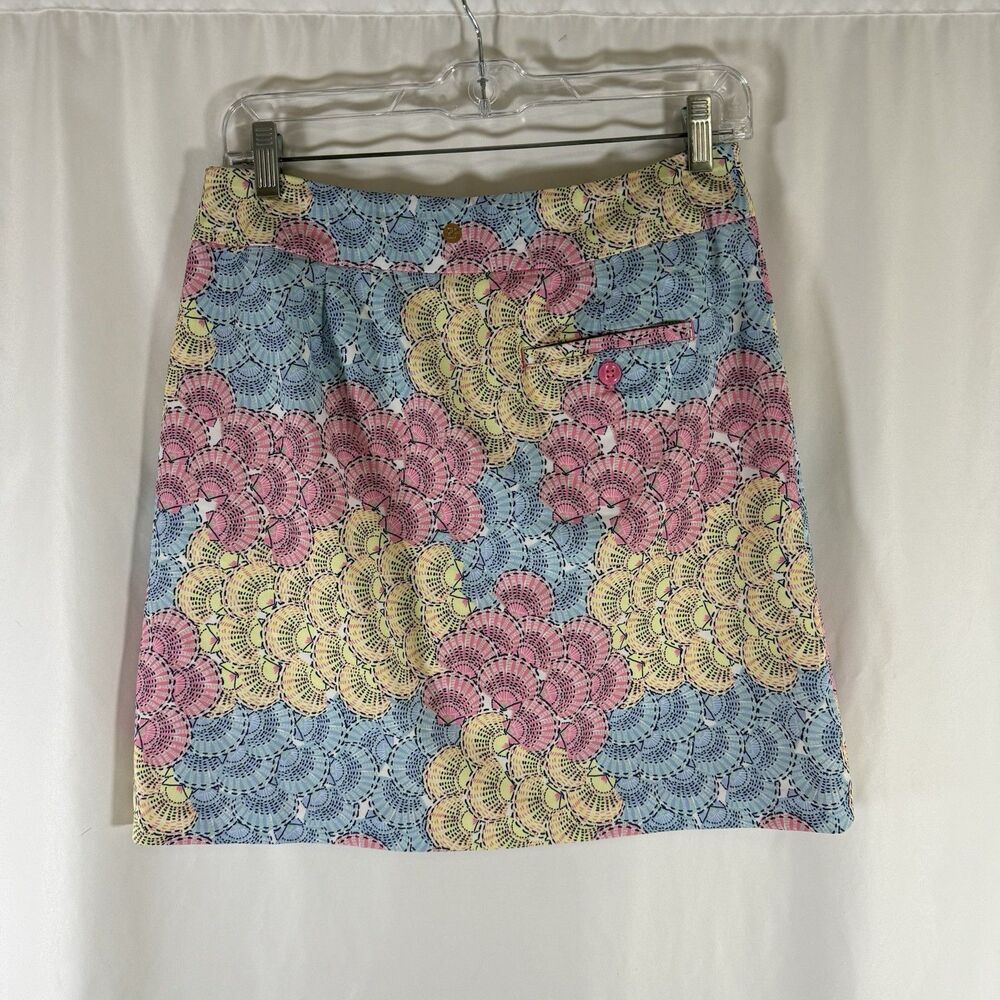 EP New York Skort Skirt Women's Small Blue Pink Lined Pull On Pockets - Picture 5 of 8